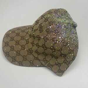 RARE Gucci GG Crystal Canvas Baseball Hat Camel Dark Brown